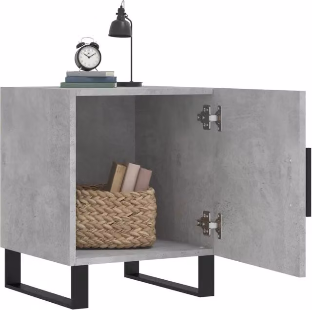 Berkfield Home Modern Bedside Cabinets, 2 Pack, Concrete Grey, W/D/H: 40 x 40 x 50 cm