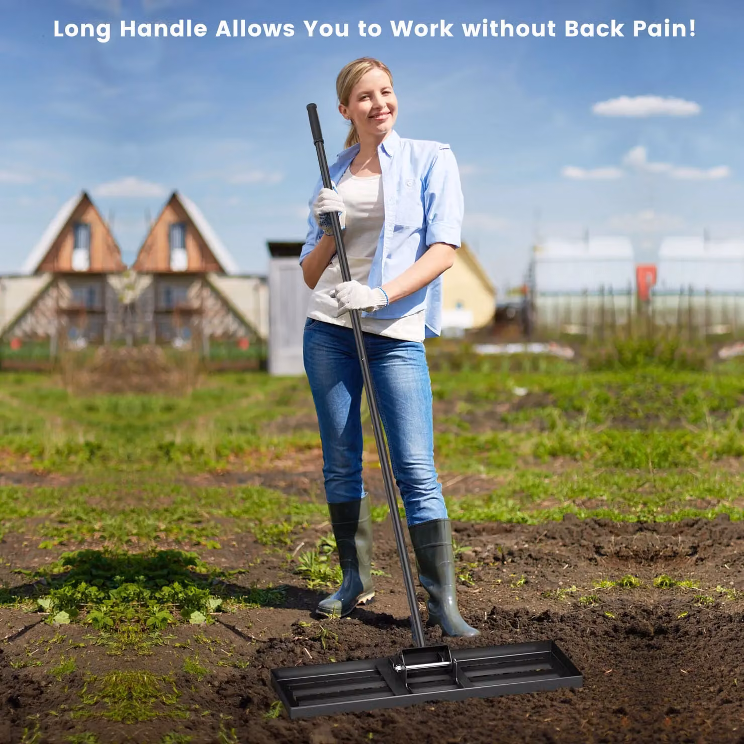 Gymax Heavy Duty Lawn Leveling Rake in Black, W: 75 cm – 7