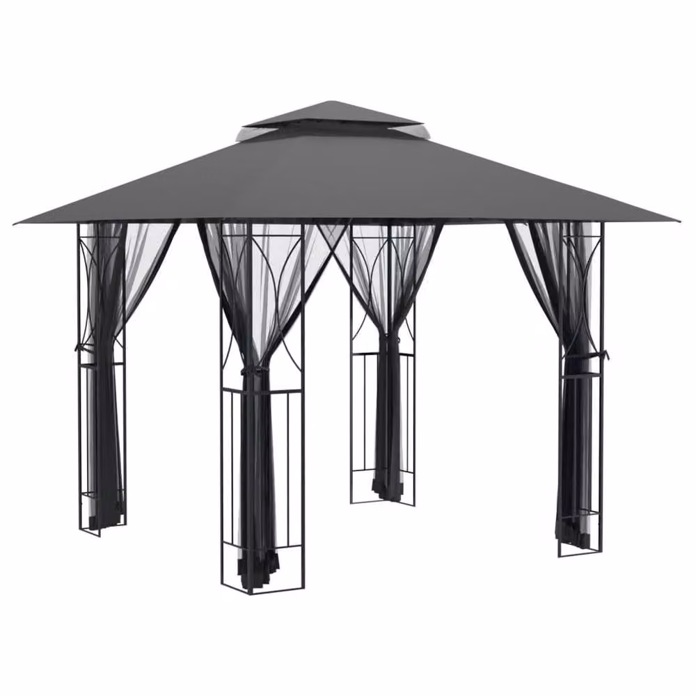 Berkfield Home Anthracite Steel Gazebo with Sidewalls, W/D/H: 300 x 300 x 270 cm – 2