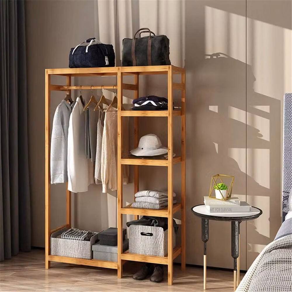 KORVIXA Large Bamboo Clothes Rail Rack in Brown – 4
