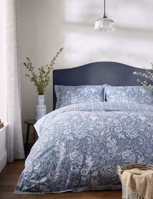 William Morris At Home Frieze Double Bough Bedding Set, Pure Cotton, Blue and Pink Mix, W: 140 cm, L: 200 cm