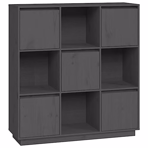 vidaXL Modern Grey Solid Wood Pine Highboard W/D/H: 110.5 x 35 x 117 cm