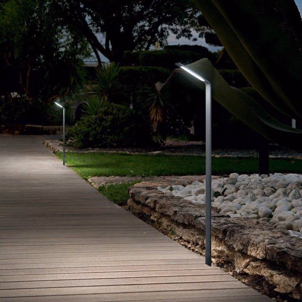 Netlighting Agos LED Outdoor Tall Bollard, Black/Anthracite, IP54, 3000K Warm White – 2