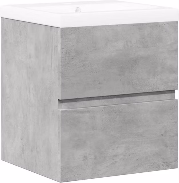 Berkfield Home 2 Piece Modern Wall Mounted Bathroom Furniture Set in Concrete Grey with Ceramic Vanity Unit