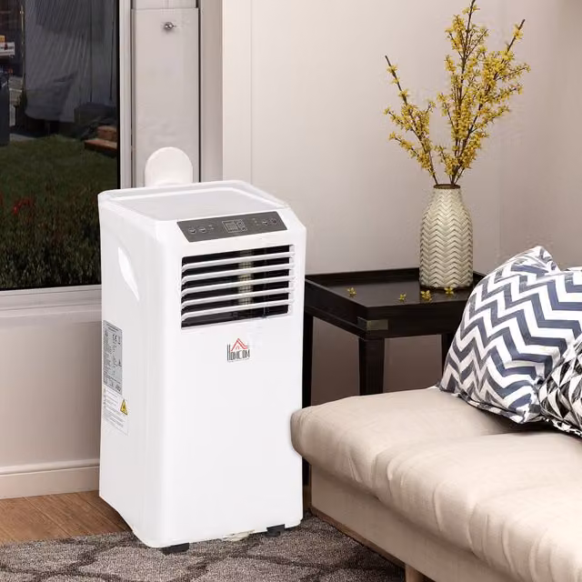 HOMCOM White Mobile Monobloc Air Conditioner with Remote Control and Timer