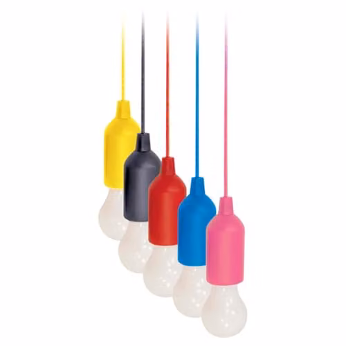 mysmartbuy Set of 5 Battery Operated Hanging LED Pull Lights in Multicolour, H15 x 5.5cm Diameter