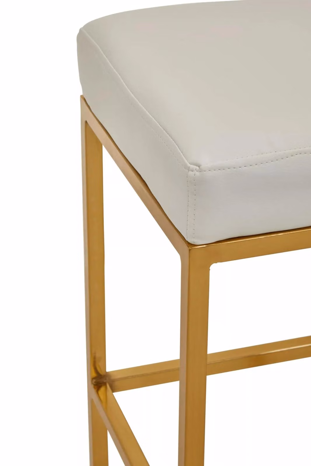Orsina Modern Faux Leather and Metal Bar Stool in Black, White and Gold, W/D/H: 35 x 35 x 69 cm – 2
