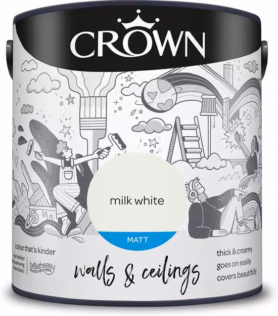 Crown Matt Breatheasy Water Based Dispersion Emulsion Paint in White