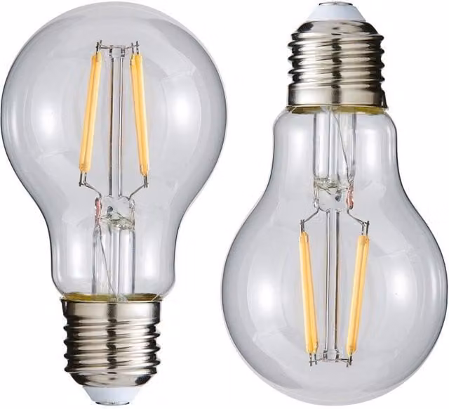 BHS Lighting Pack of 2 6W E27 Edison Screw Warm White Vintage Filament LED Bulbs in Clear Glass