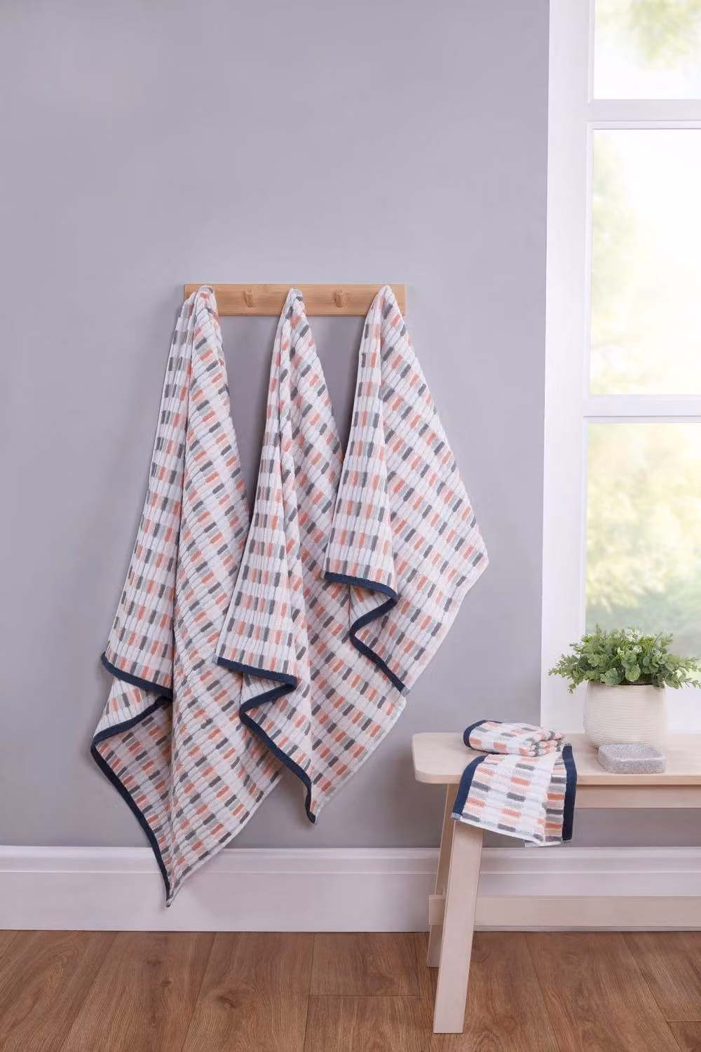 Rapport Home Santa Cruz Striped Cotton Bath Towel 2 Pack in Bale Blush, W/H: 70 x 120 cm – 2