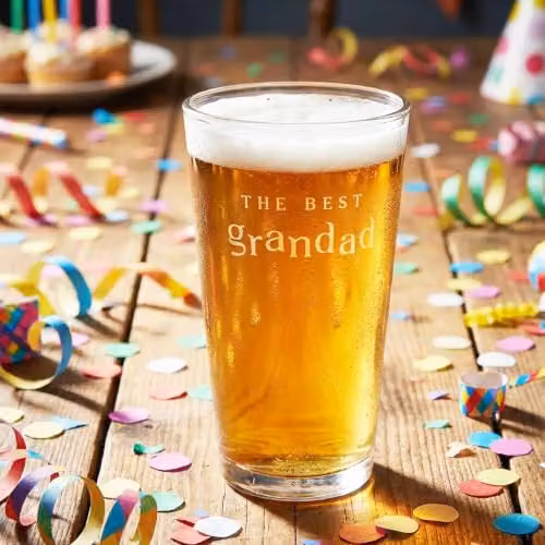 Confetti The Best Grandad Beer Glass in Gold and Transparent, 568 ml – 3