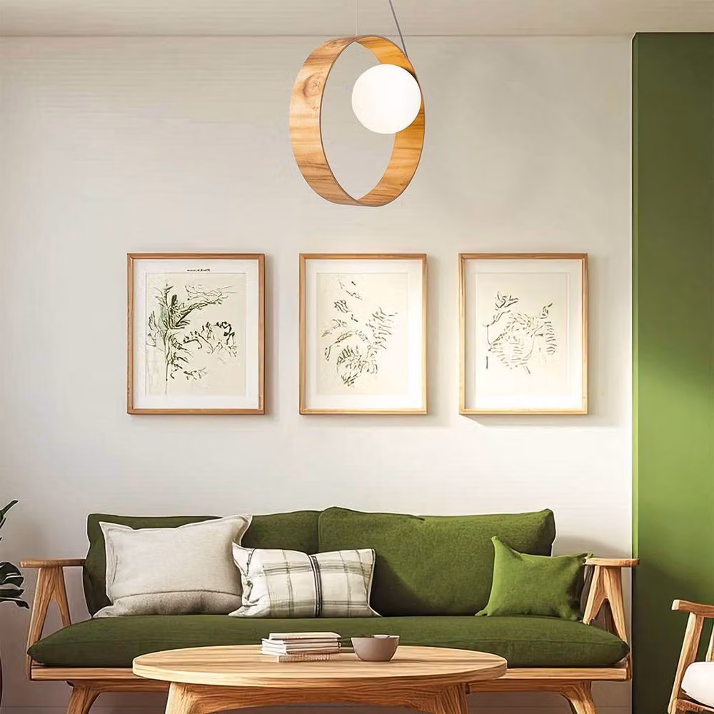 Netlighting Sfera Suspended Pendant Ceiling Light in Brown Wood and Glass – 2