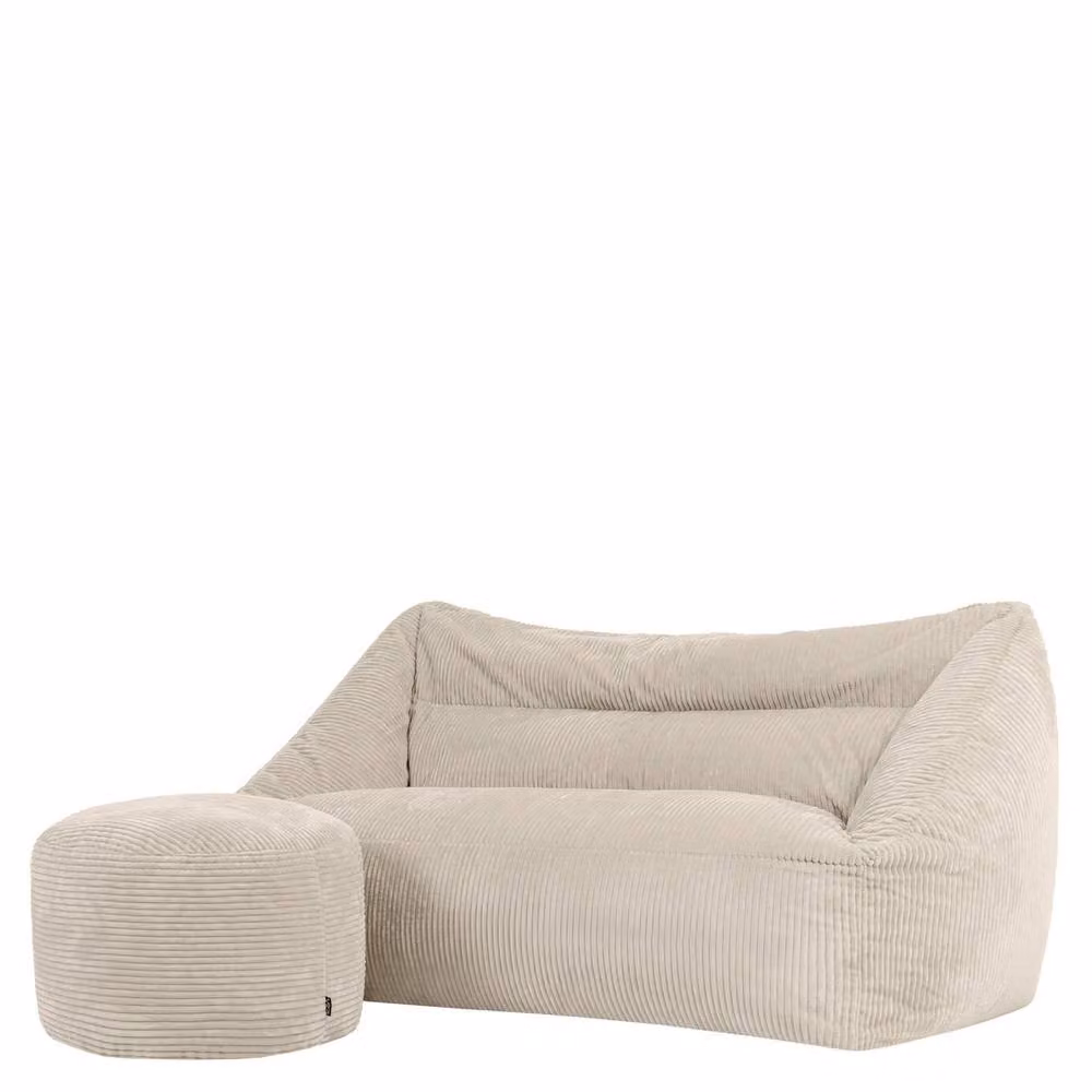 icon Cecilia Corduroy Bean Bag Sofa and Footstool Set in Beige – 2