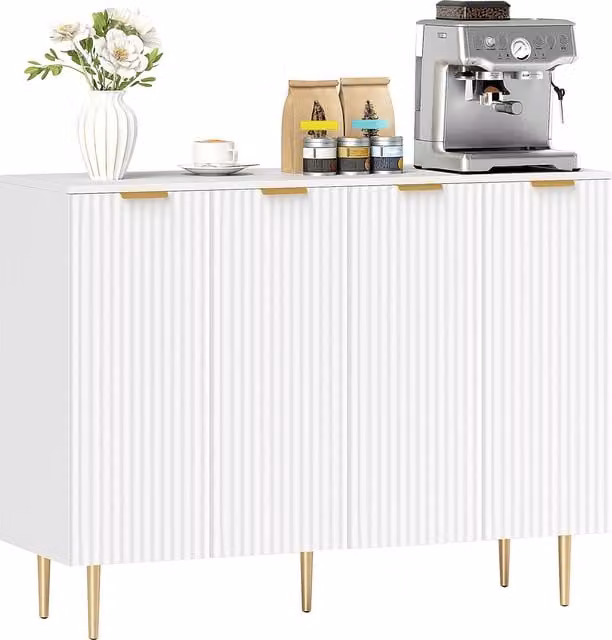 HOMCOM Modern Sideboard Buffet Cabinet with Adjustable Shelves in White – 1