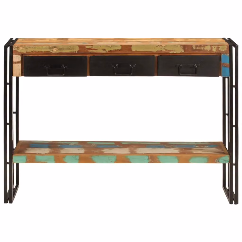 Berkfield Home Industrial Console Table in Black Reclaimed Solid Wood, W/D/H: 110 x 30 x 76 cm – 2