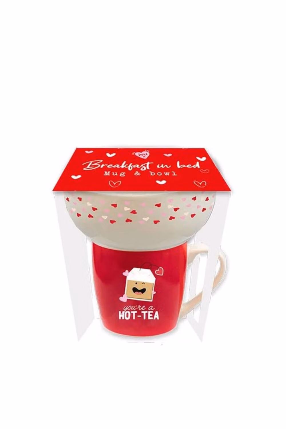 KDMD Valentines Breakfast in Bed Set, Red and White Floral Ceramic Set for 2 Adults – 2