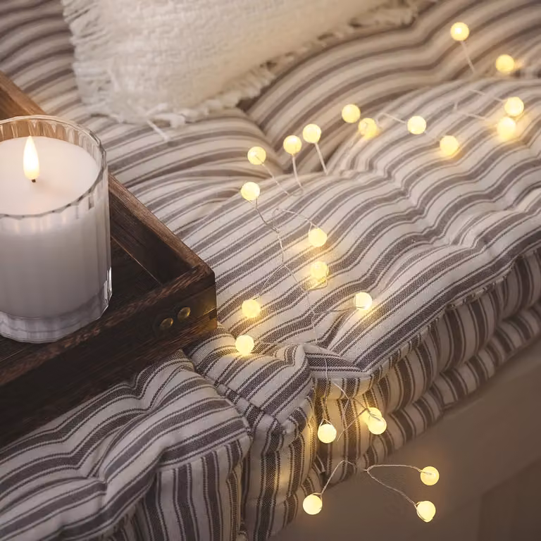Lights4fun Pearl Micro LED Battery Cluster Lights in Warm White with Silver Metal Spring