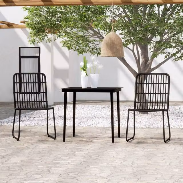 Berkfield Home 3 Piece Modern Garden Dining Set in Black – 1
