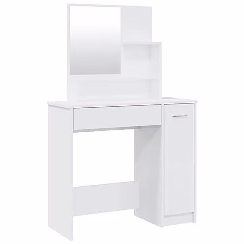vidaXL High Gloss White Dressing Table with Mirror and Drawers – 1