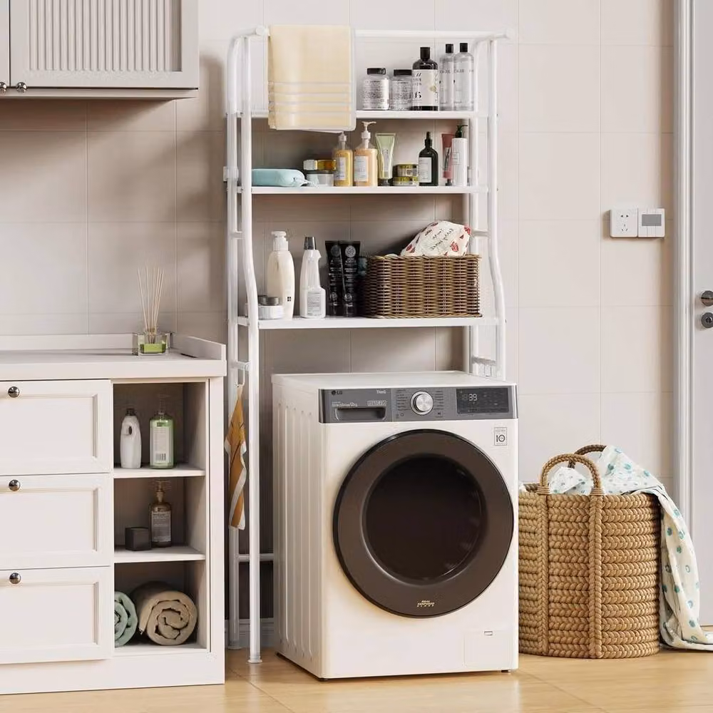 VOGREX 3-Tier White Metal Over Toilet and Washing Machine Storage Rack – 2