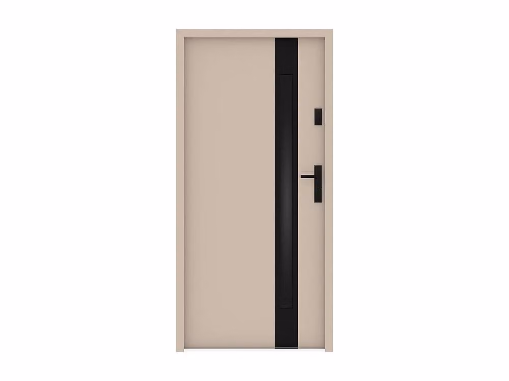 Vente-unique Modern Steel and Stainless Steel Front Door with Smoked Glass Insert, Black, H: 207 cm, W: 100 cm – 2