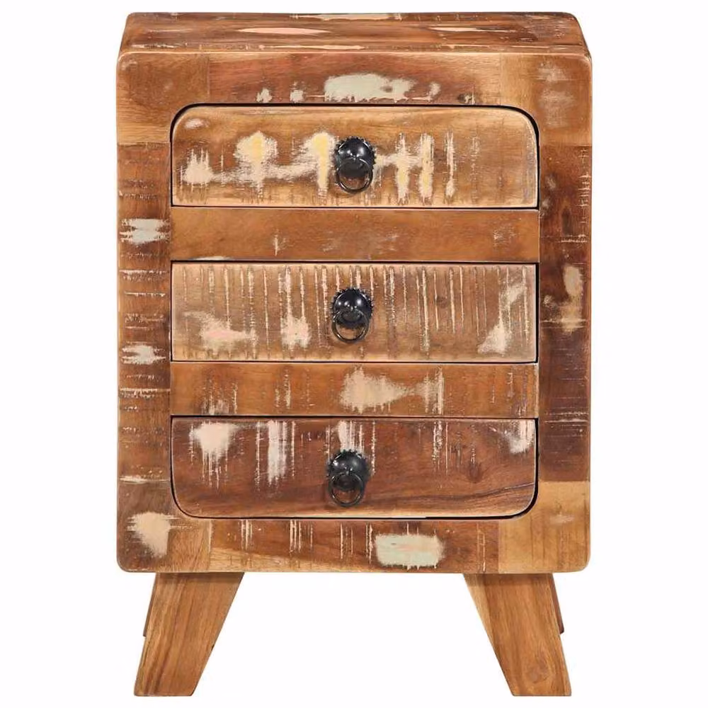 Berkfield Home Stylish Rustic Bedside Cabinet in Brown Reclaimed Solid Wood, W/D/H: 37 x 32 x 50 cm – 2