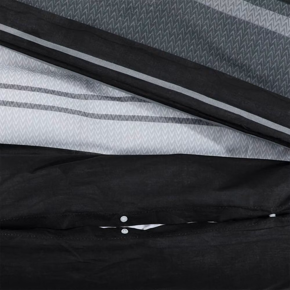 Berkfield Home Striped Cotton Duvet Cover and Pillowcase Set in Black and White – 4