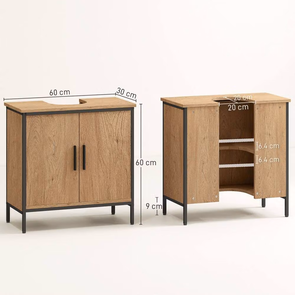 Wyld Haus Mosu Under Sink Bathroom Vanity Cabinet in Light Oak with Double Hinged Doors, W/D/H: 60 x 30 x 60 cm – 4
