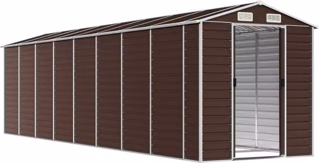Berkfield Home Brown Galvanised Steel Gable Garden Shed W/D/H: 191 x 725 x 198 cm – 1
