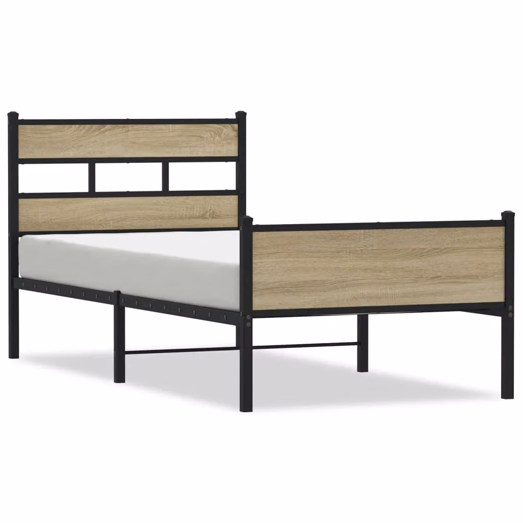 Berkfield Home Sonoma Oak Small Single Bed Frame in Brown, W/D/H: 75 x 190 cm – 2