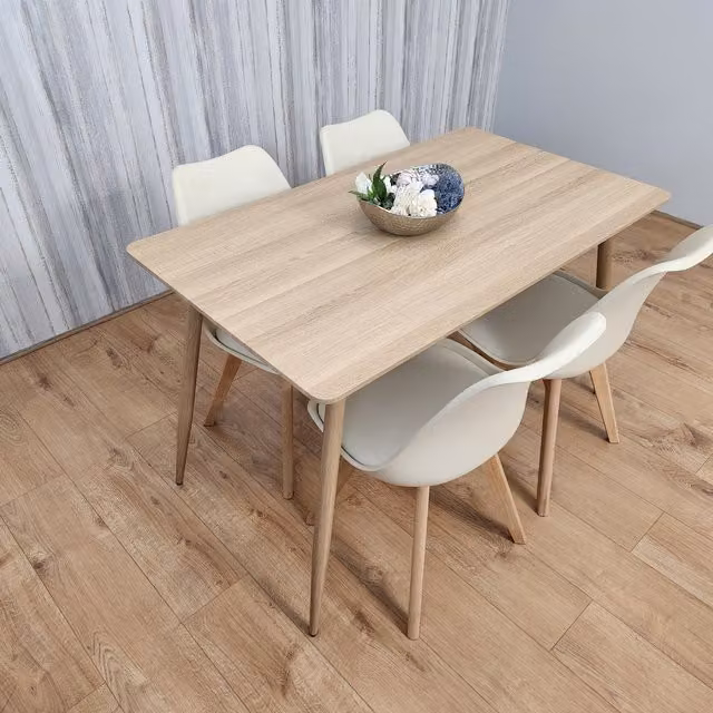 Kosy Koala Oak Effect Kitchen Dining Table and 4 Cream Tulip Chairs Set