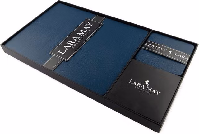 Lara May Set of 6 Royal Blue Reprocessed Leather Placemats and 6 Leather Coasters
