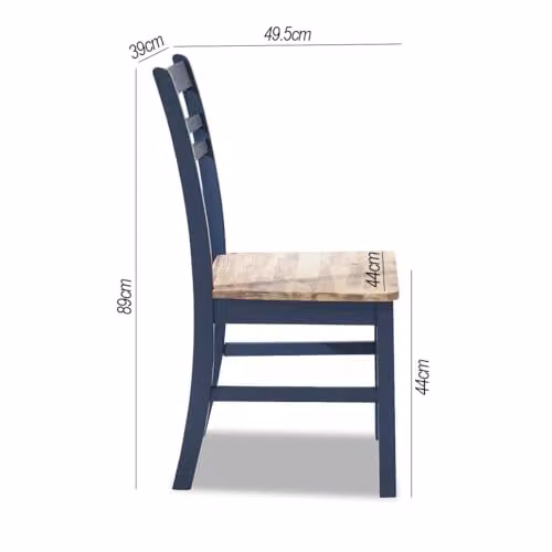Statement Furniture Florence Country Style Wooden Dining Chair in Navy Blue with Limed Acacia Hardwood Seat – 2