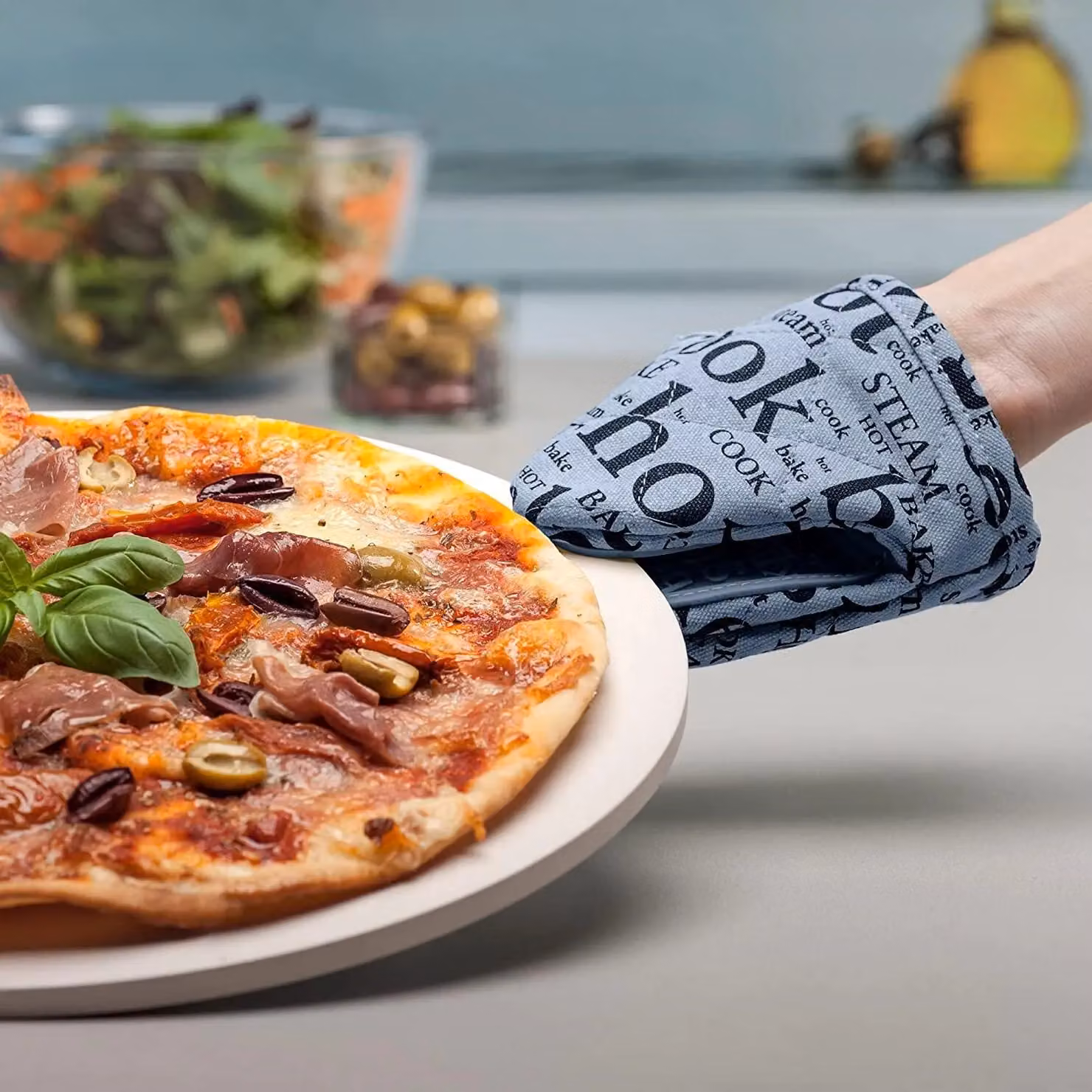 Zeal Silicone Mini Oven Mitt and Pot Holder with Hot Print Design in Blue – 2
