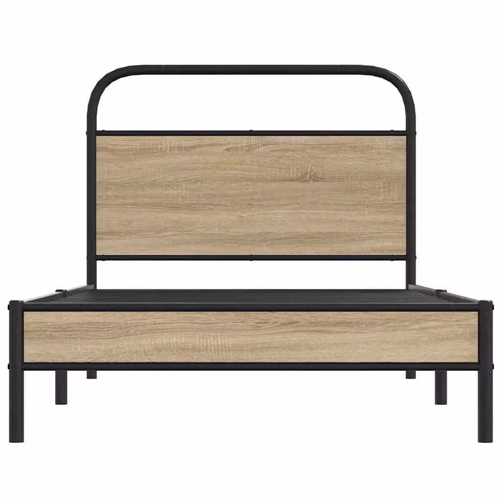 Berkfield Home Smoked Oak Bed Frame in Brown, W/D/H: 100 x 200 cm – 3