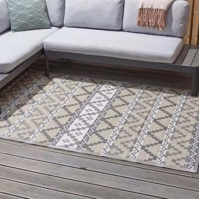 Marco Paul Geometric Print Outdoor Rug, Brown and Multicolour, W: 210 cm, D: 150 cm – 1