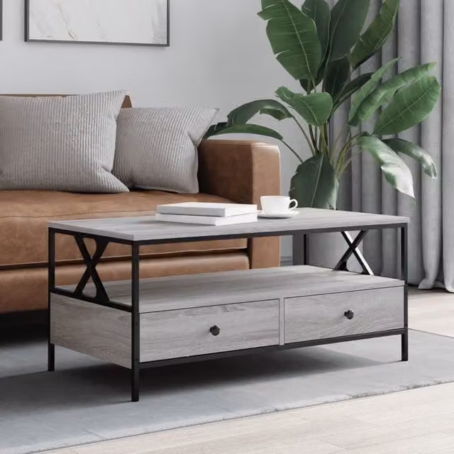 Berkfield Home Grey Sonoma Coffee Table, W/D/H: 100 x 51 x 45 cm – 1