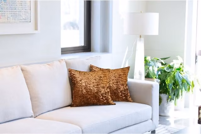 NewEdgeBlinds Brown Plain Square Velvet Cushion Cover, W: 43 cm