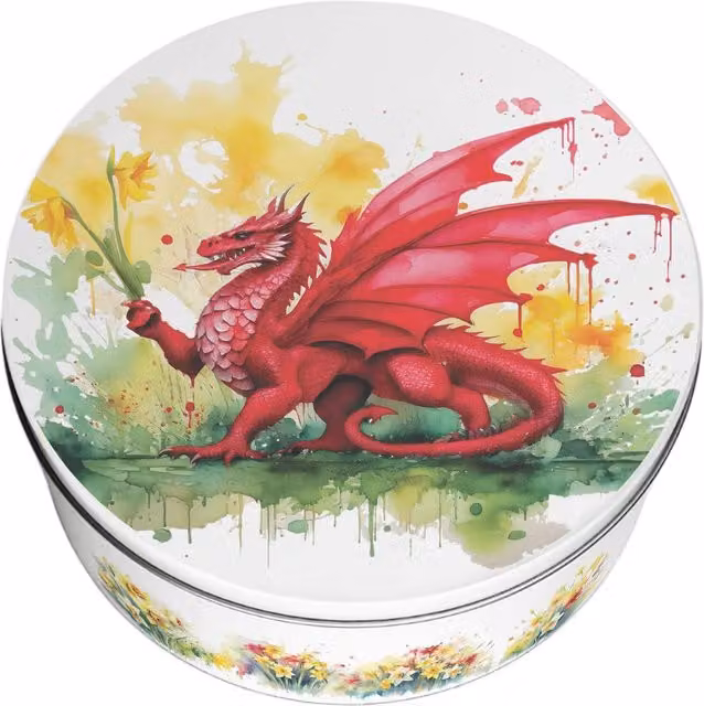 Purely Home Daffodils & Dragon Large Round Cake Tin with Lid, Multicoloured