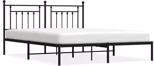 Berkfield Home Metal Bed Frame with Headboard, Black, W/D/H: 180 x 200 cm – 1