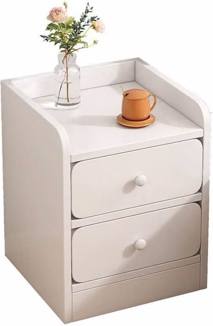 Nordara Small Slim Bedside Table and Sofa End Table in White, W/D/H: 40 x 40 x 50 cm