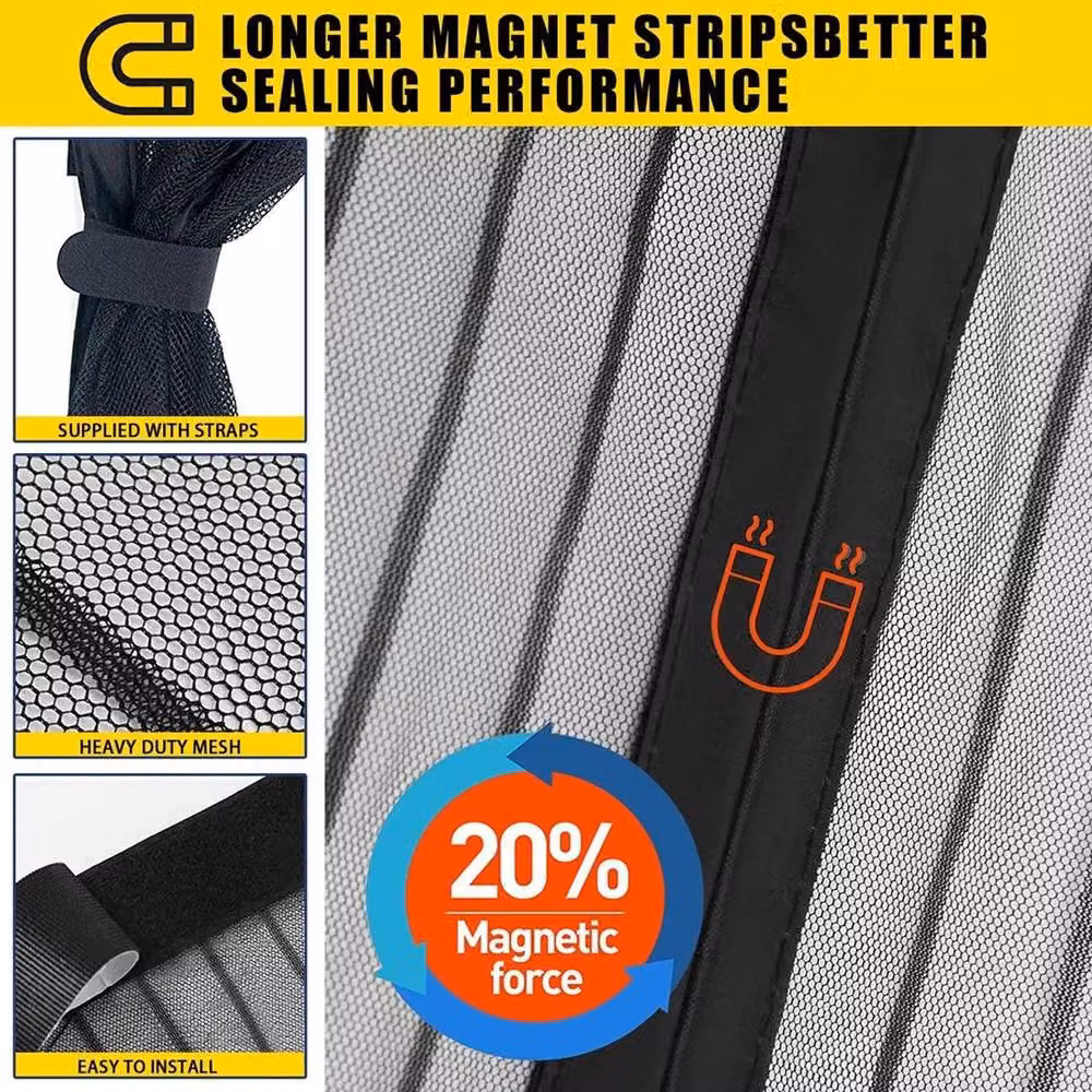 FLAVORA Magnetic Mesh Curtain Door in Black, W: 90 cm, H: 210 cm – 4