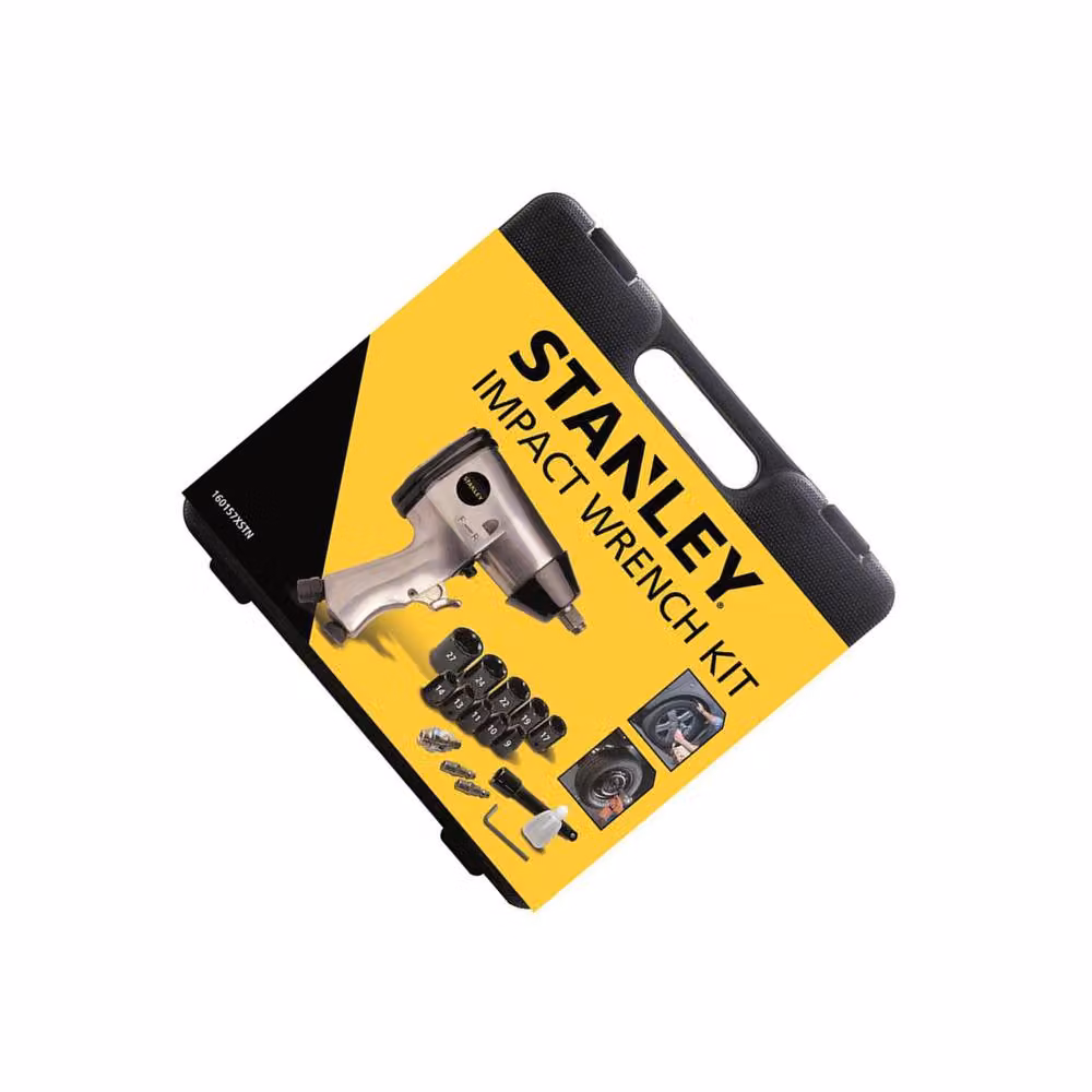Stanley 1/2in Impact Wrench Kit with 10 Sockets 9-27mm in Silver – 2