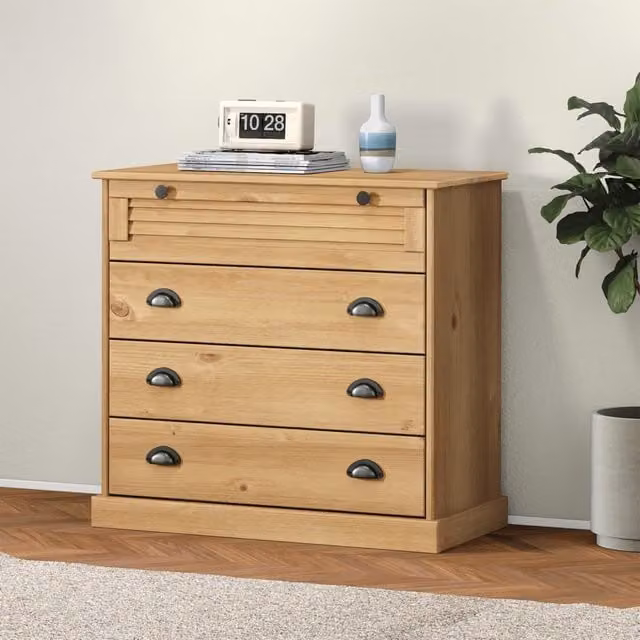 Berkfield Home VIGO Chest of Drawers in Brown Solid Pine Wood, W/D/H: 80 x 40 x 76 cm – 1