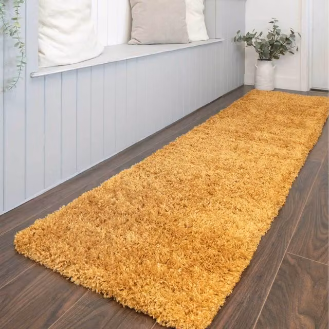 The Rug House Super Soft Shaggy Living Area Rug in Yellow, W: 240 cm, D: 60 cm