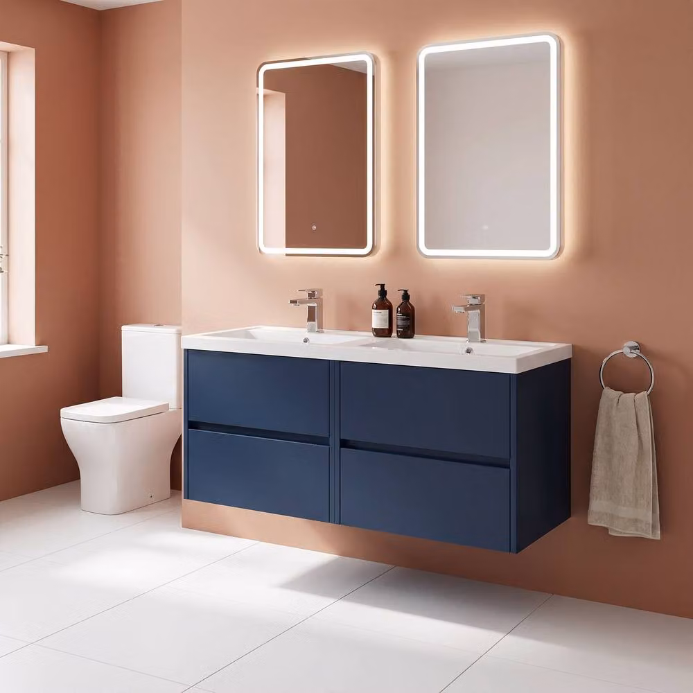 Balterley Chartley Contemporary 4 Drawer Wall Hung Vanity Basin Unit, Blue, W: 120 cm – 2