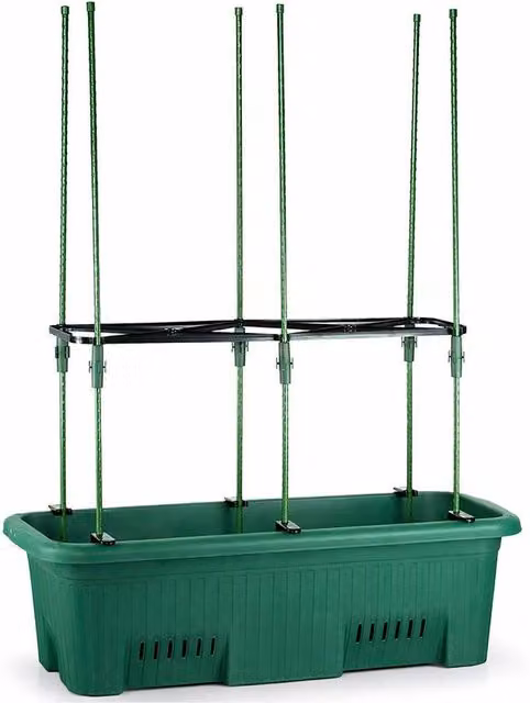 Simpa Green Plastic Trellis Trough Planter Tub with Stakes Kit for Climbers, W/D/H: 70 x 30 x 27 cm