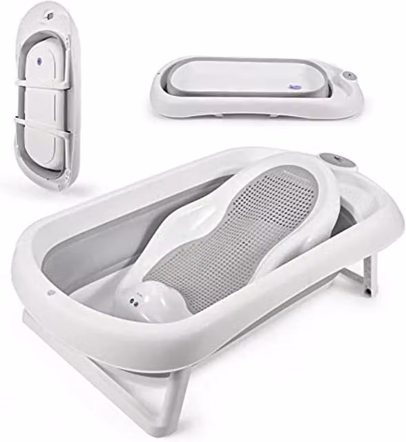 Fimous Foldable Non-Slip Baby Bath Tub for Toddlers in White