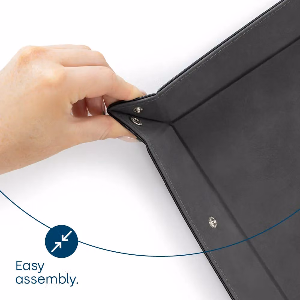 LIVIVO Foldable Leather Look Valet Tray Organiser in Black with Grey Divider – 6