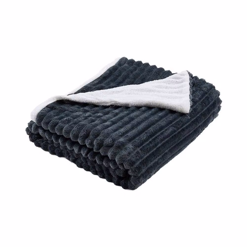 Kelvenix Grey Faux Fur Flannel Throw Blanket, W/D/H: 100 x 190 cm – 3